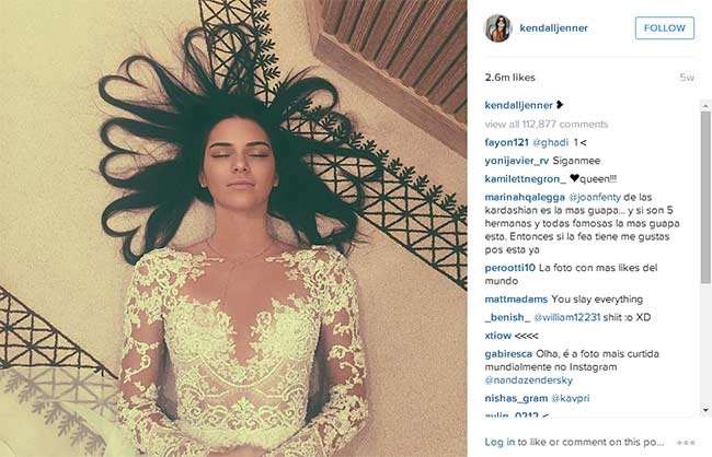 Instagram Tarihinin En Fazla Beğeni Alan Fotoğrafı Kendall Jenner
